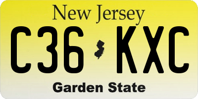 NJ license plate C36KXC