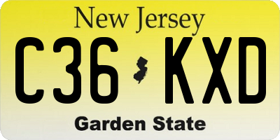 NJ license plate C36KXD