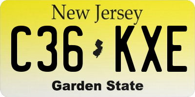 NJ license plate C36KXE