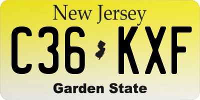 NJ license plate C36KXF