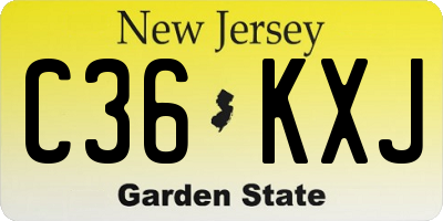 NJ license plate C36KXJ
