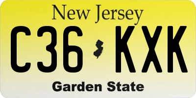 NJ license plate C36KXK