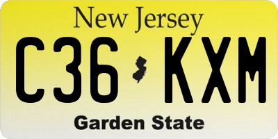 NJ license plate C36KXM