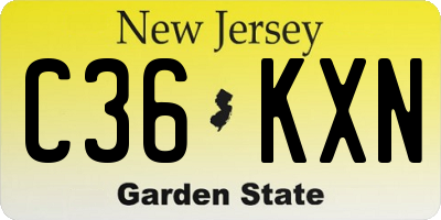 NJ license plate C36KXN