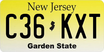 NJ license plate C36KXT