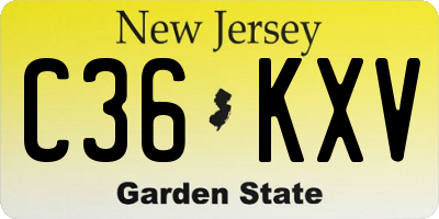 NJ license plate C36KXV