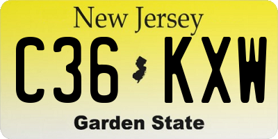 NJ license plate C36KXW