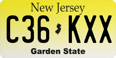 NJ license plate C36KXX