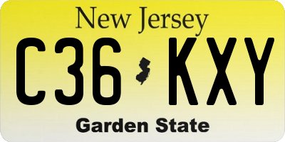 NJ license plate C36KXY