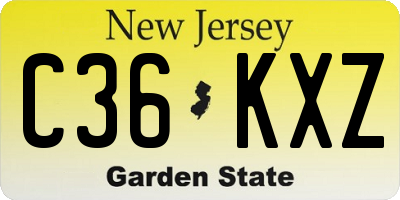 NJ license plate C36KXZ
