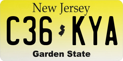 NJ license plate C36KYA