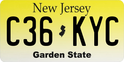 NJ license plate C36KYC