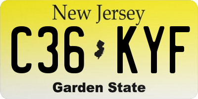 NJ license plate C36KYF