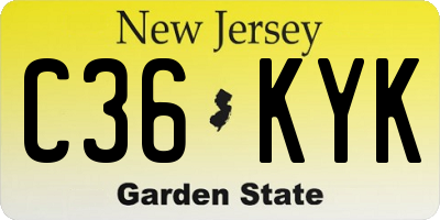 NJ license plate C36KYK
