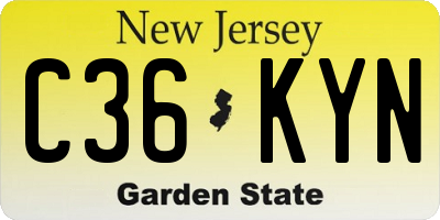 NJ license plate C36KYN