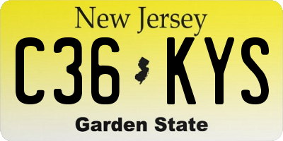 NJ license plate C36KYS