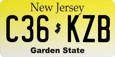 NJ license plate C36KZB