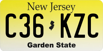 NJ license plate C36KZC