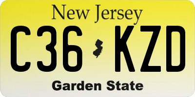 NJ license plate C36KZD