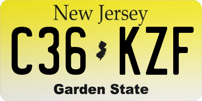 NJ license plate C36KZF