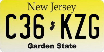 NJ license plate C36KZG