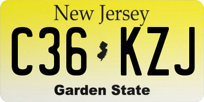 NJ license plate C36KZJ