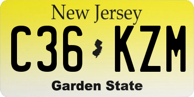 NJ license plate C36KZM