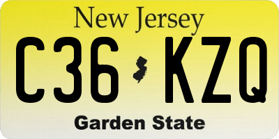 NJ license plate C36KZQ