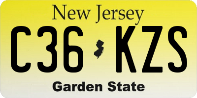 NJ license plate C36KZS