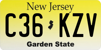 NJ license plate C36KZV