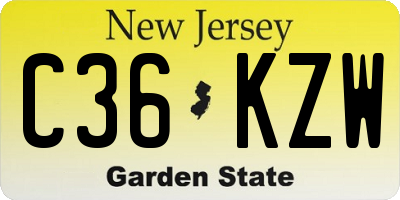 NJ license plate C36KZW