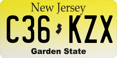 NJ license plate C36KZX