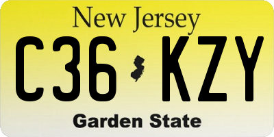 NJ license plate C36KZY