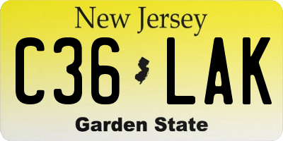 NJ license plate C36LAK