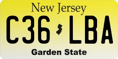 NJ license plate C36LBA
