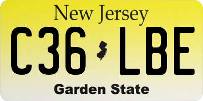 NJ license plate C36LBE