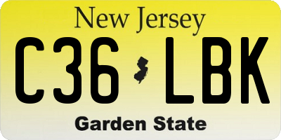 NJ license plate C36LBK