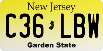 NJ license plate C36LBW