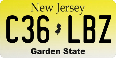 NJ license plate C36LBZ