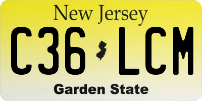 NJ license plate C36LCM