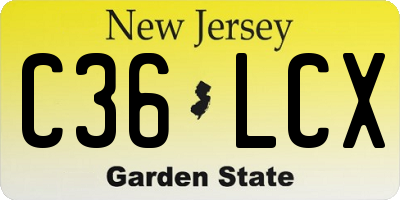NJ license plate C36LCX