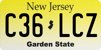NJ license plate C36LCZ