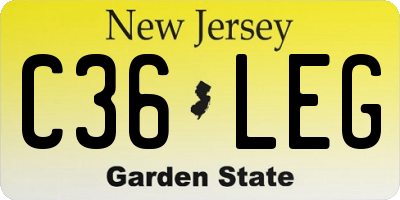 NJ license plate C36LEG