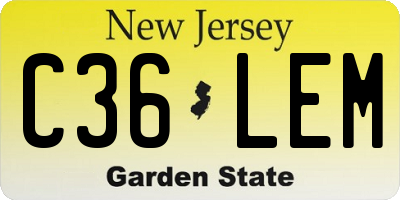 NJ license plate C36LEM