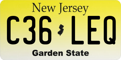 NJ license plate C36LEQ