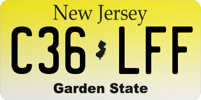 NJ license plate C36LFF
