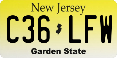 NJ license plate C36LFW