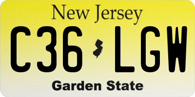 NJ license plate C36LGW