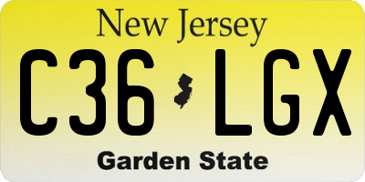 NJ license plate C36LGX