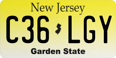 NJ license plate C36LGY